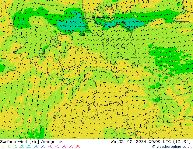 Surface wind Arpege-eu We 08.05.2024 00 UTC