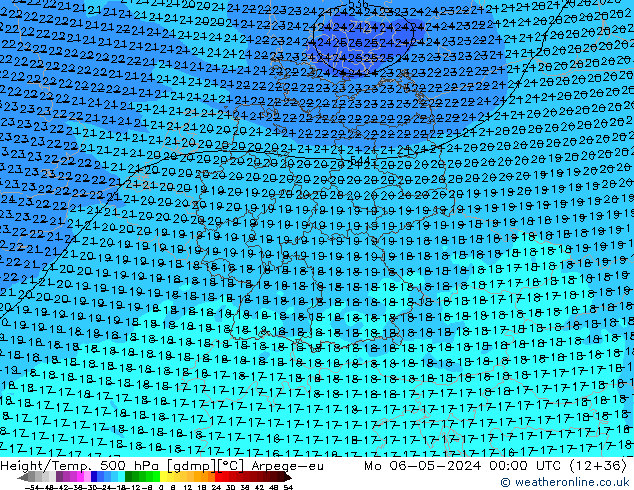 Height/Temp. 500 hPa Arpege-eu Mo 06.05.2024 00 UTC