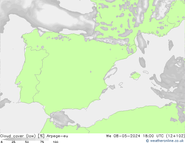 Bulutlar (düşük) Arpege-eu Çar 08.05.2024 18 UTC