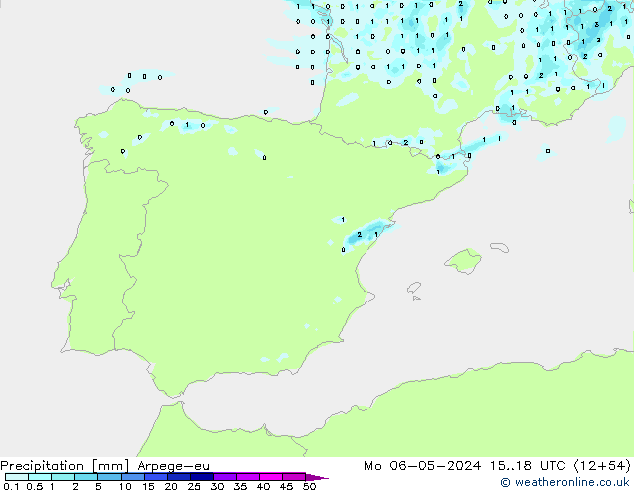 Précipitation Arpege-eu lun 06.05.2024 18 UTC