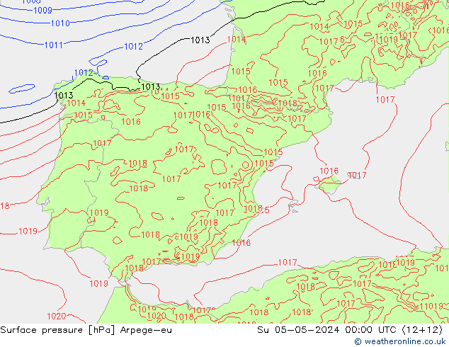 Luchtdruk (Grond) Arpege-eu zo 05.05.2024 00 UTC