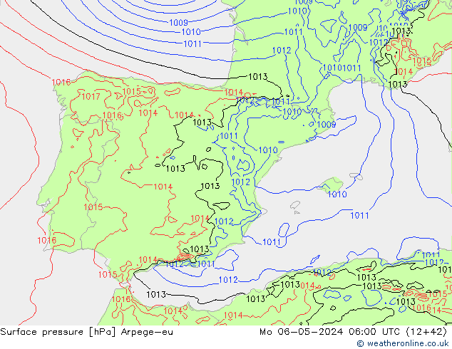 Yer basıncı Arpege-eu Pzt 06.05.2024 06 UTC