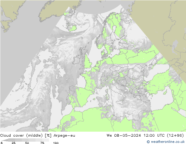 nuvens (médio) Arpege-eu Qua 08.05.2024 12 UTC