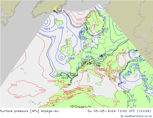 Bodendruck Arpege-eu So 05.05.2024 12 UTC