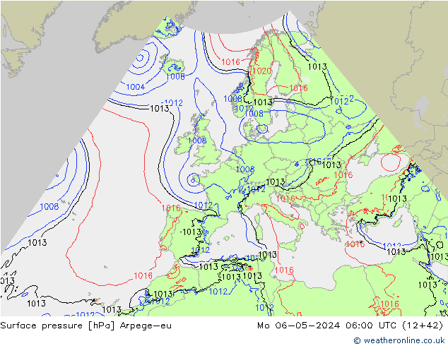 Yer basıncı Arpege-eu Pzt 06.05.2024 06 UTC