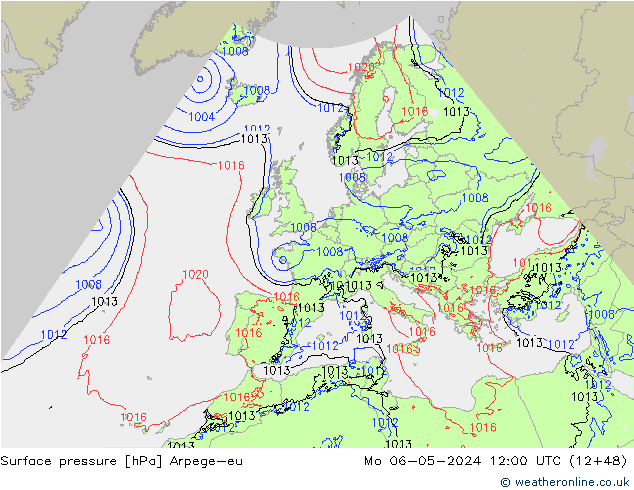 Bodendruck Arpege-eu Mo 06.05.2024 12 UTC