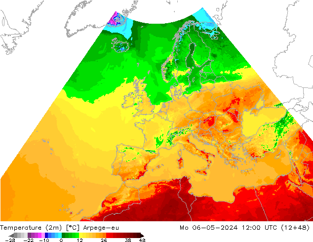 Temperature (2m) Arpege-eu Po 06.05.2024 12 UTC