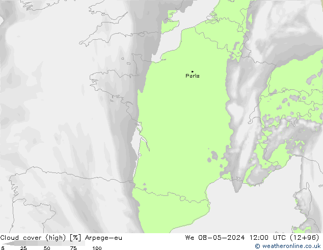 облака (средний) Arpege-eu ср 08.05.2024 12 UTC