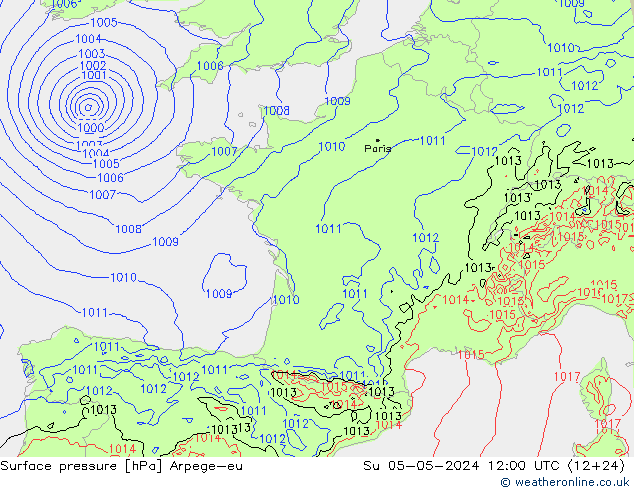 pression de l'air Arpege-eu dim 05.05.2024 12 UTC