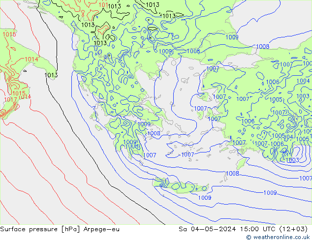 Bodendruck Arpege-eu Sa 04.05.2024 15 UTC