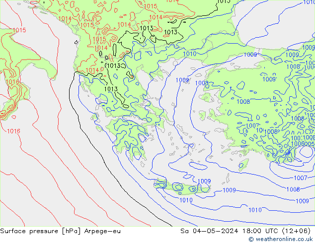 Atmosférický tlak Arpege-eu So 04.05.2024 18 UTC