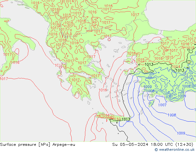 pressão do solo Arpege-eu Dom 05.05.2024 18 UTC