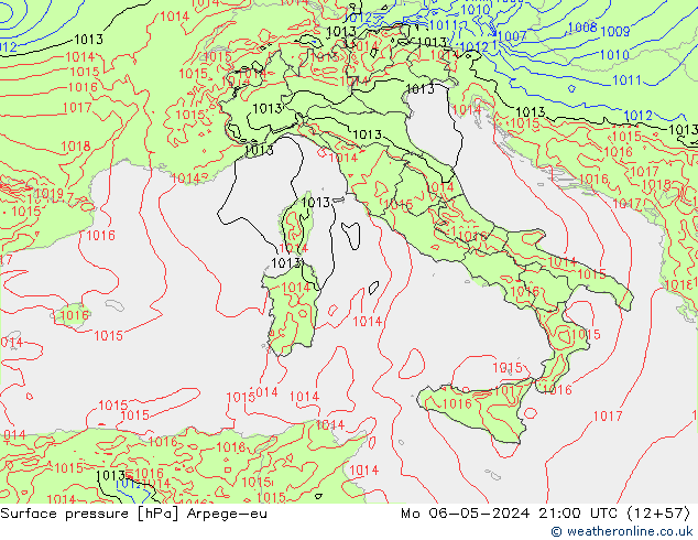 приземное давление Arpege-eu пн 06.05.2024 21 UTC