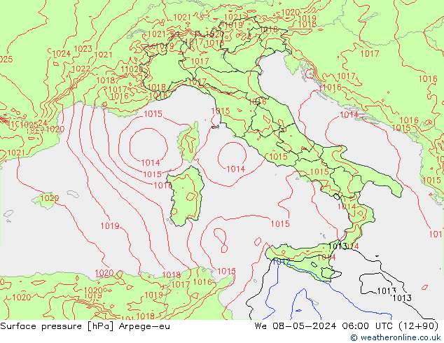 Atmosférický tlak Arpege-eu St 08.05.2024 06 UTC