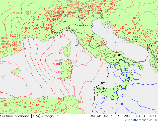 Bodendruck Arpege-eu Mi 08.05.2024 12 UTC