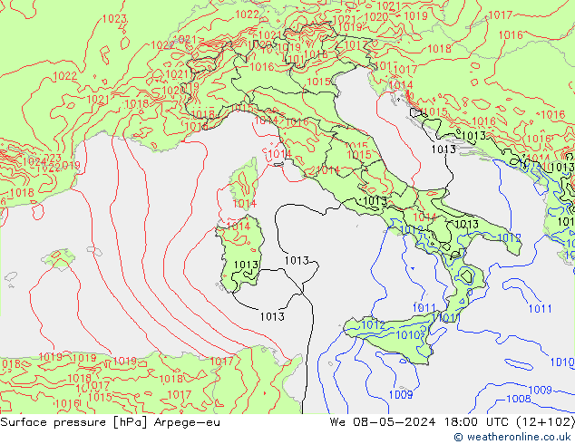 pressão do solo Arpege-eu Qua 08.05.2024 18 UTC