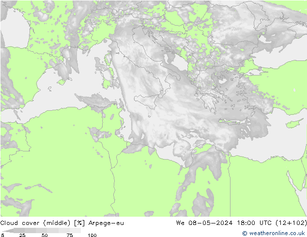 Nuages (moyen) Arpege-eu mer 08.05.2024 18 UTC