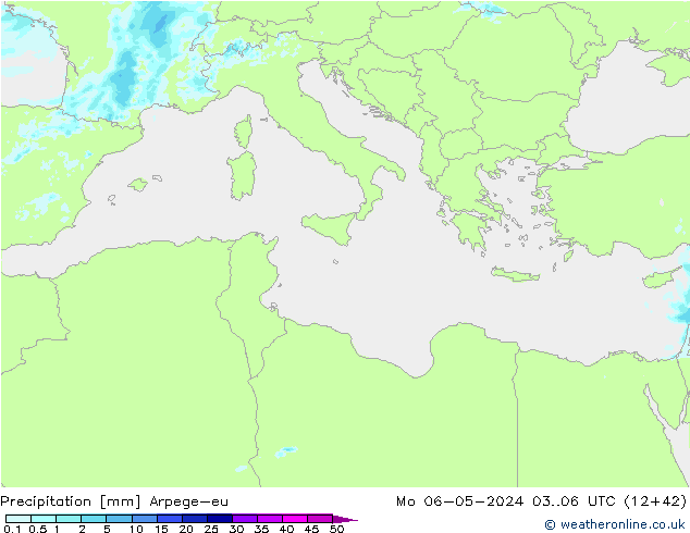 Srážky Arpege-eu Po 06.05.2024 06 UTC