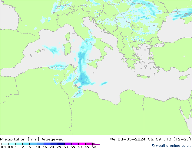 precipitação Arpege-eu Qua 08.05.2024 09 UTC