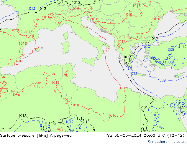 pressão do solo Arpege-eu Dom 05.05.2024 00 UTC