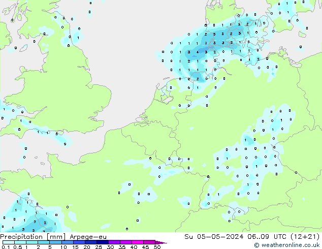 Precipitation Arpege-eu Su 05.05.2024 09 UTC