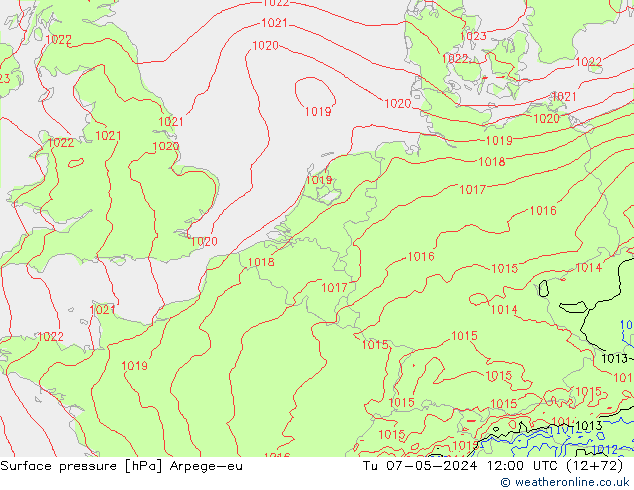 Yer basıncı Arpege-eu Sa 07.05.2024 12 UTC