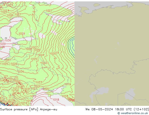 Surface pressure Arpege-eu We 08.05.2024 18 UTC