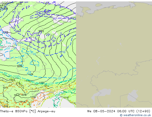 Theta-e 850hPa Arpege-eu We 08.05.2024 06 UTC