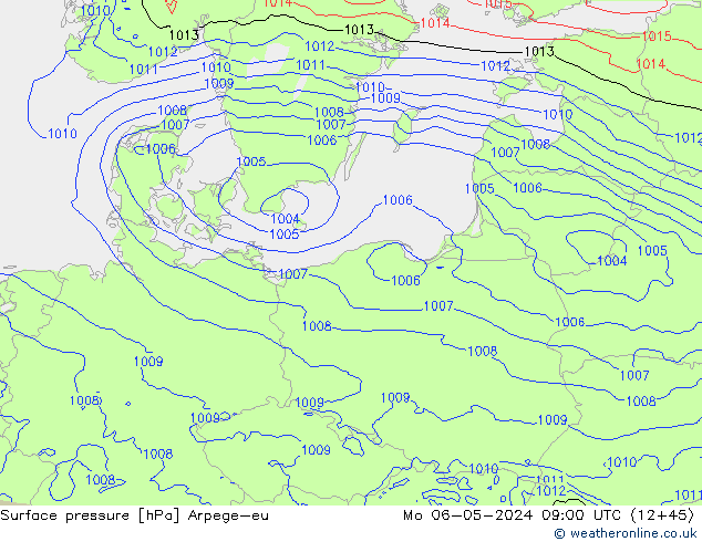 приземное давление Arpege-eu пн 06.05.2024 09 UTC