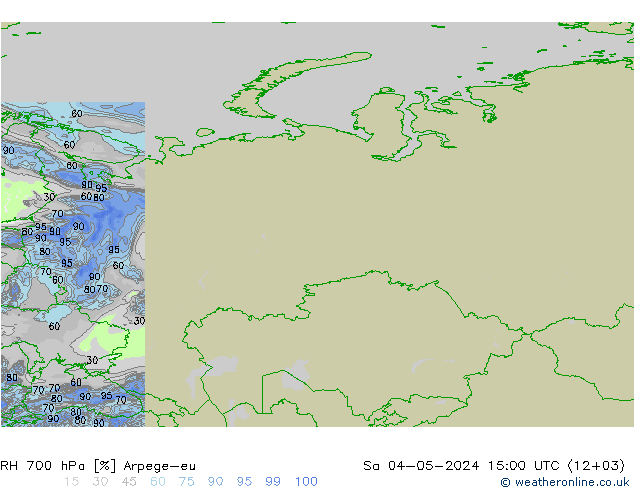 RH 700 hPa Arpege-eu Sa 04.05.2024 15 UTC