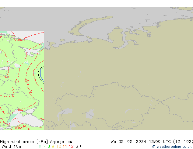 Windvelden Arpege-eu wo 08.05.2024 18 UTC