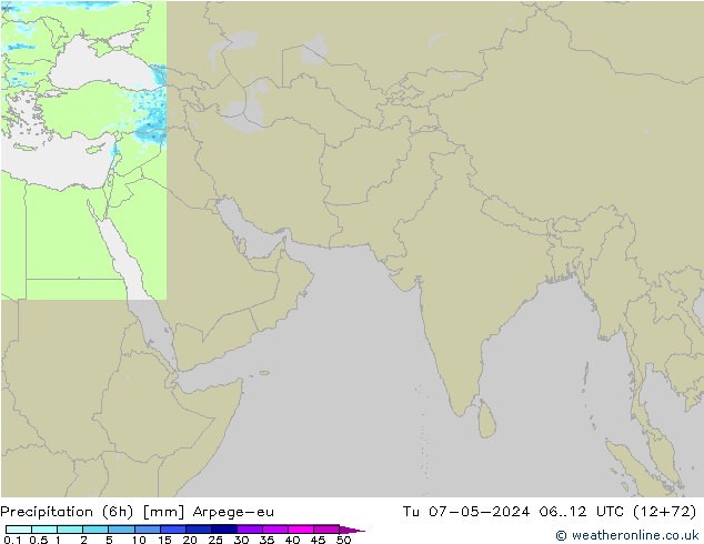 Précipitation (6h) Arpege-eu mar 07.05.2024 12 UTC