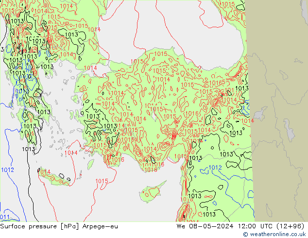 Luchtdruk (Grond) Arpege-eu wo 08.05.2024 12 UTC