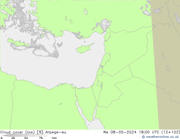 nuvens (baixo) Arpege-eu Qua 08.05.2024 18 UTC