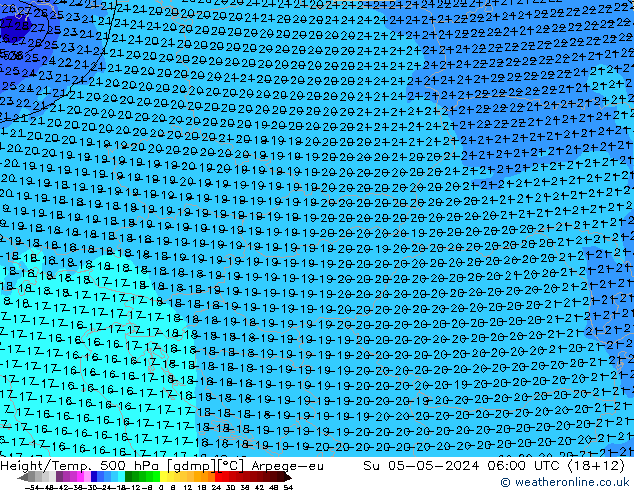 Height/Temp. 500 hPa Arpege-eu  05.05.2024 06 UTC