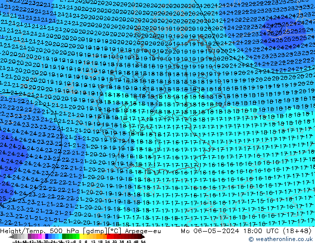 Height/Temp. 500 hPa Arpege-eu lun 06.05.2024 18 UTC