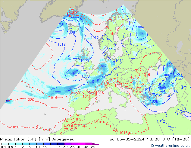 Precipitación (6h) Arpege-eu dom 05.05.2024 00 UTC