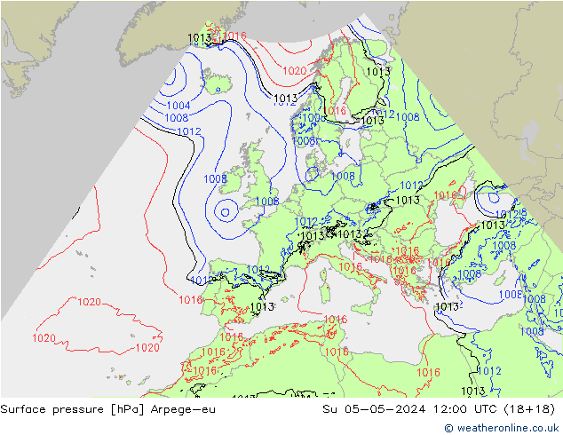 Luchtdruk (Grond) Arpege-eu zo 05.05.2024 12 UTC