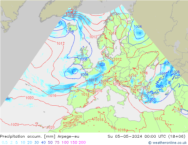 Precipitation accum. Arpege-eu Su 05.05.2024 00 UTC