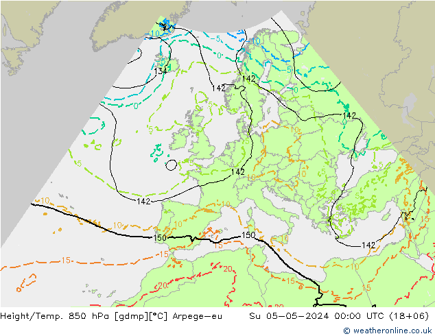 Height/Temp. 850 hPa Arpege-eu Su 05.05.2024 00 UTC