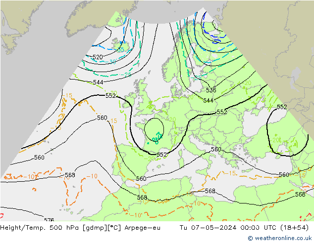 Géop./Temp. 500 hPa Arpege-eu mar 07.05.2024 00 UTC