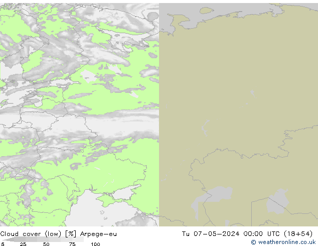 Bulutlar (düşük) Arpege-eu Sa 07.05.2024 00 UTC