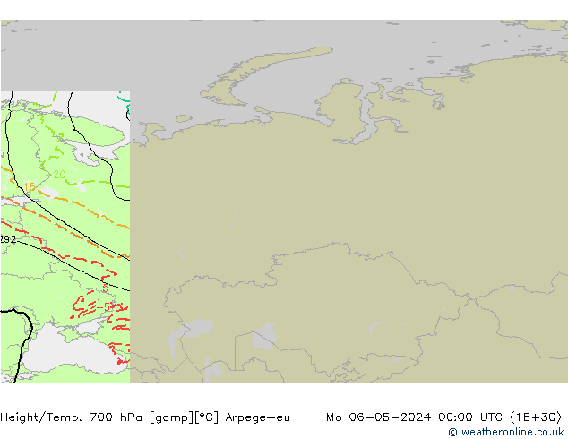 Height/Temp. 700 hPa Arpege-eu Po 06.05.2024 00 UTC