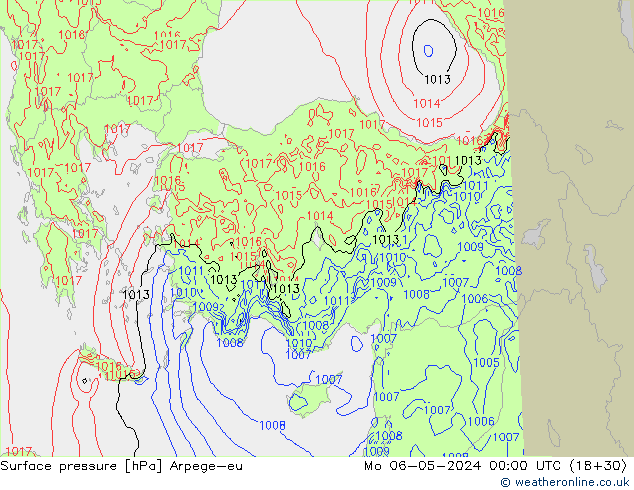 приземное давление Arpege-eu пн 06.05.2024 00 UTC
