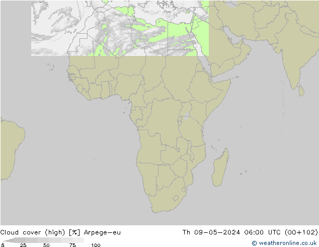 Nuages (élevé) Arpege-eu jeu 09.05.2024 06 UTC