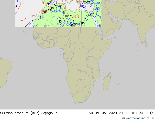 Yer basıncı Arpege-eu Paz 05.05.2024 21 UTC
