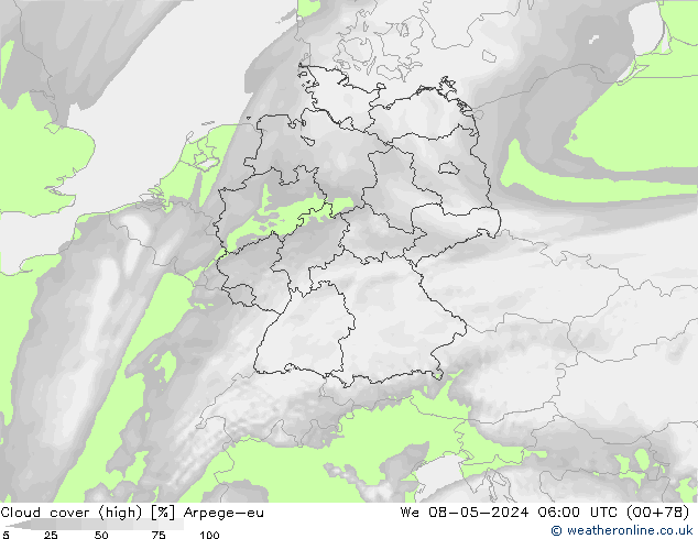 vysoký oblak Arpege-eu St 08.05.2024 06 UTC