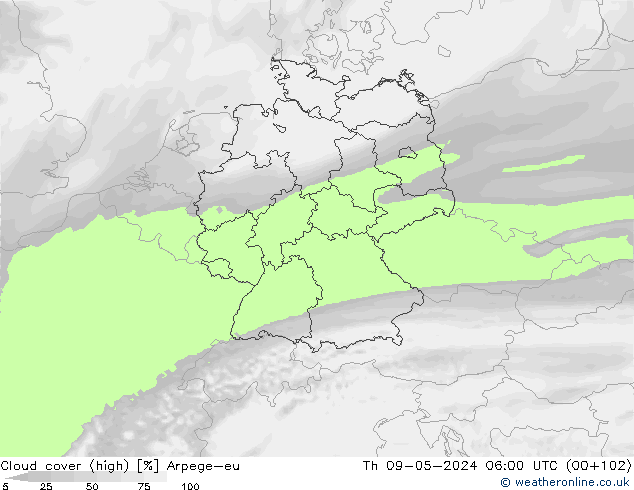 Bulutlar (yüksek) Arpege-eu Per 09.05.2024 06 UTC