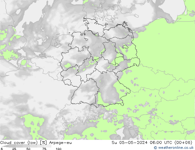 Bulutlar (düşük) Arpege-eu Paz 05.05.2024 06 UTC