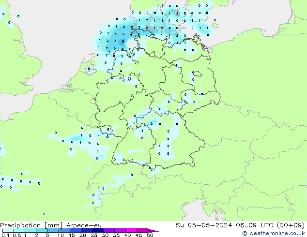 Srážky Arpege-eu Ne 05.05.2024 09 UTC